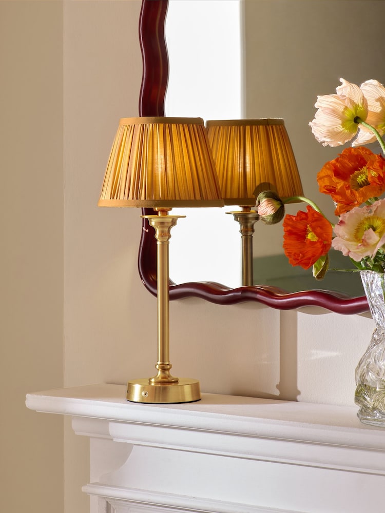 Ochre Yellow Pleated Lamp Shade - Image 1 of 5