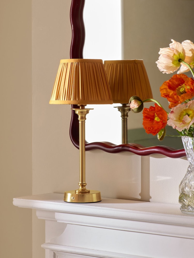 Ochre Yellow Pleated Lamp Shade - Image 2 of 5