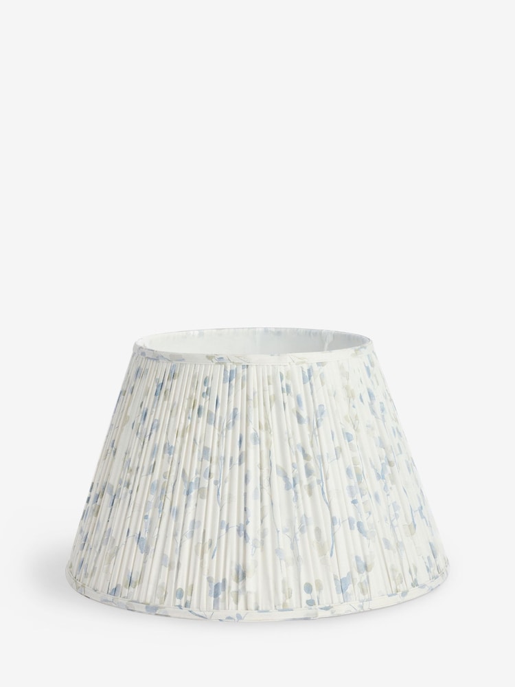 White & Blue Floral Pleated Lamp Shade - Image 1 of 6 White & Blue Floral Pleated Lamp Shade - Image 1 of 6
