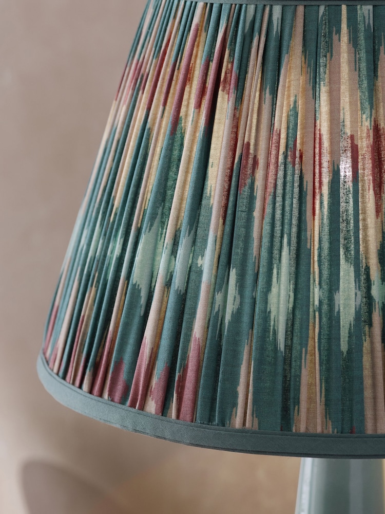 Teal Blue Ikat Pleated Lamp Shade - Image 6 of 6 Teal Blue Ikat Pleated Lamp Shade - Image 6 of 6