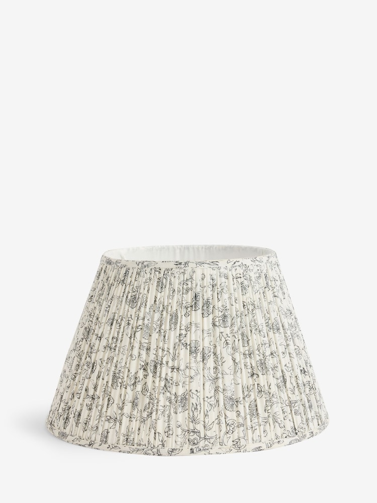 White & Black Floral Pleated Lamp Shade - Image 1 of 6 White & Black Floral Pleated Lamp Shade - Image 1 of 6
