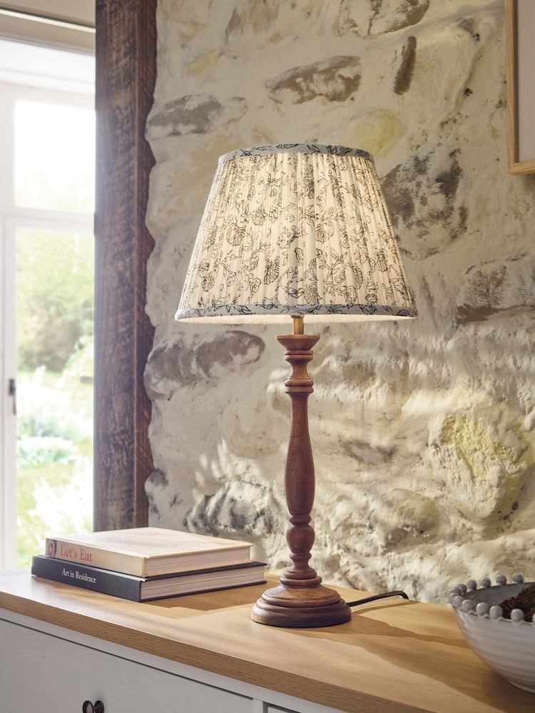 White & Black Floral Pleated Lamp Shade - Image 2 of 6 White & Black Floral Pleated Lamp Shade - Image 2 of 6