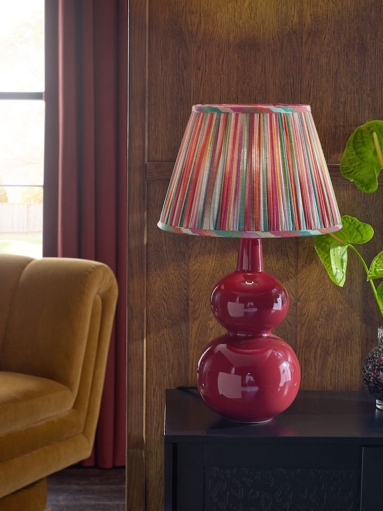 Red Stripes Pleated Lamp Shade - Image 1 of 5