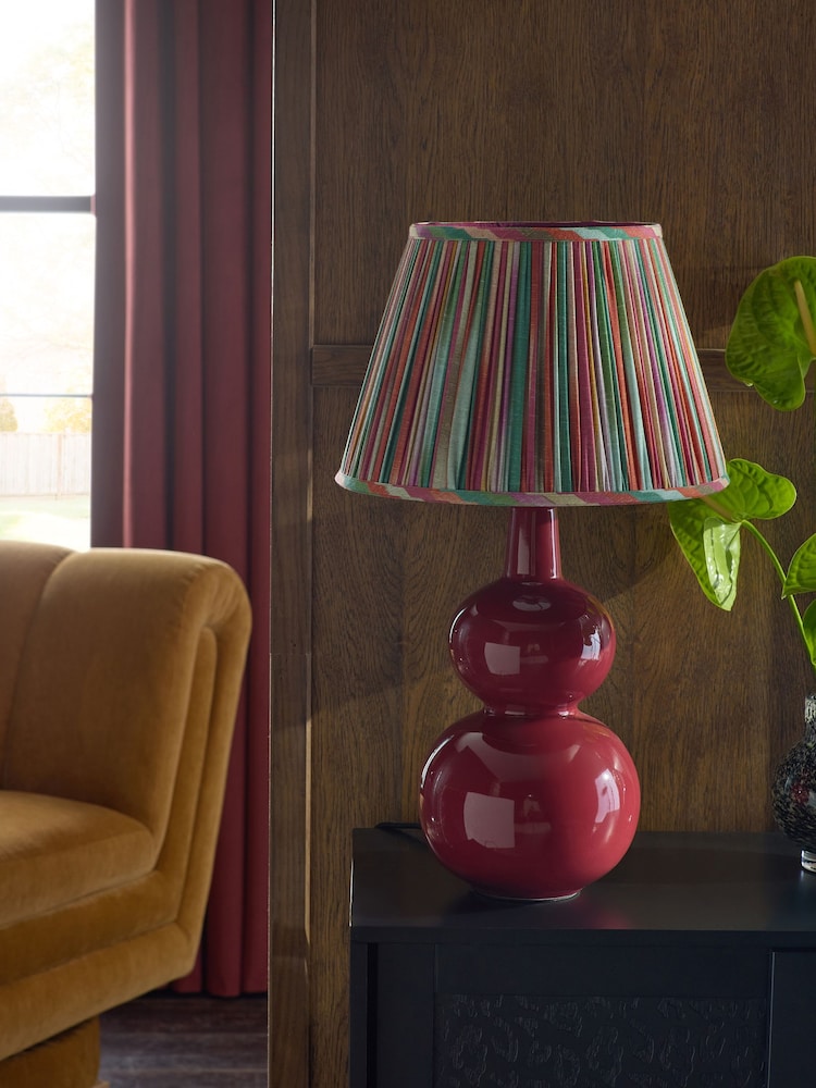 Red Stripes Pleated Lamp Shade - Image 2 of 5