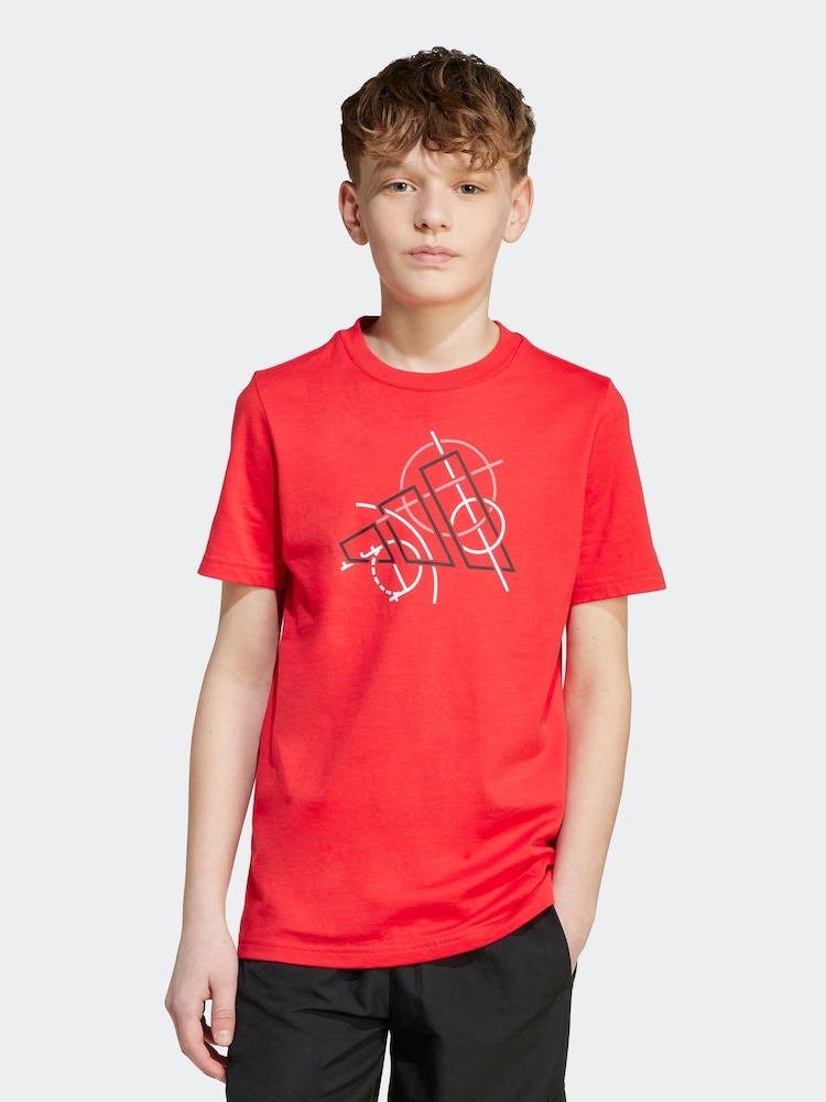 adidas Red Tech Outline Graphic T-Shirt Kids - Image 1 of 5