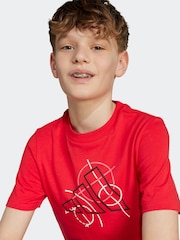 adidas Red Tech Outline Graphic T-Shirt Kids - Image 4 of 5
