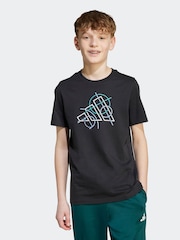 adidas Black Tech Outline Graphic T-Shirt Kids - Image 1 of 5