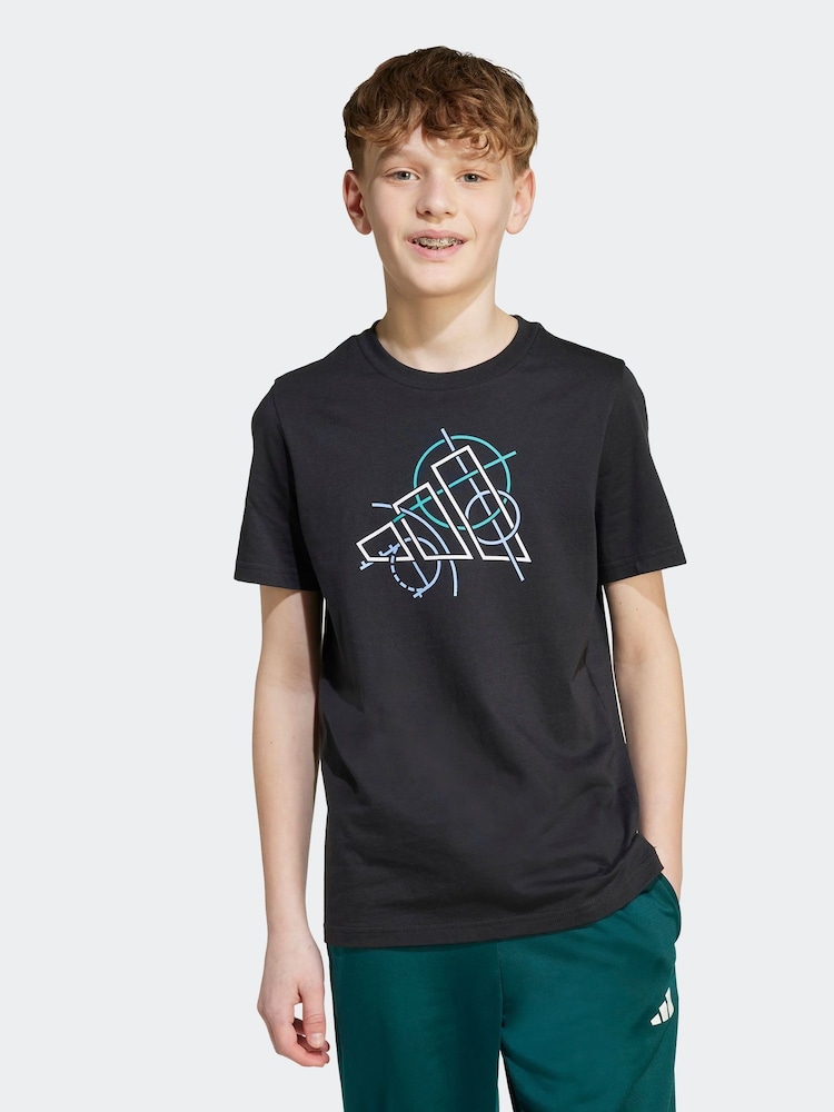 adidas Black Tech Outline Graphic T-Shirt Kids - Image 1 of 5 adidas Black Tech Outline Graphic T-Shirt Kids - Image 1 of 5