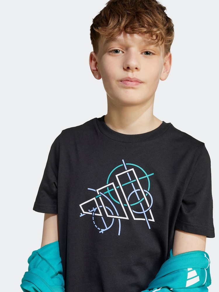 adidas Black Tech Outline Graphic T-Shirt Kids - Image 5 of 5