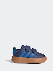 adidas Navy/Blue Grand Court 2.0 Hook and Loop Infant Trainers - Image 1 of 10
