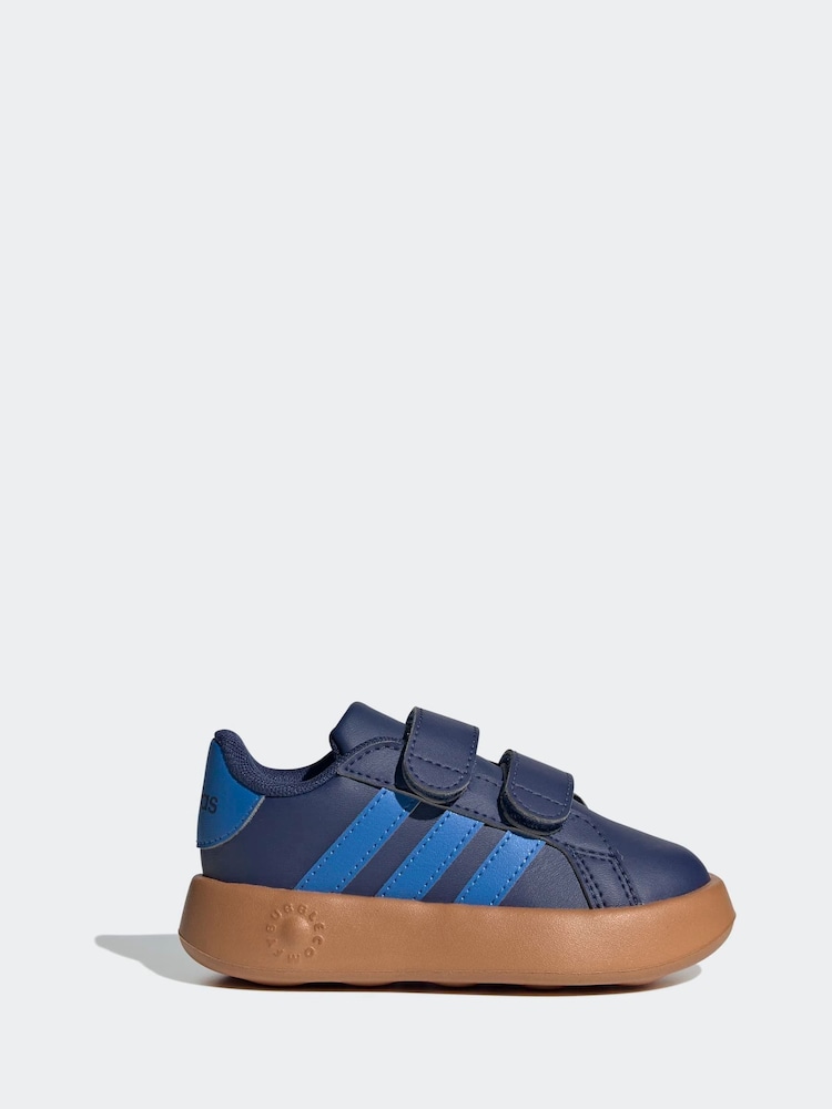 adidas Navy/Blue Grand Court 2.0 Hook and Loop Infant Trainers - Image 1 of 10