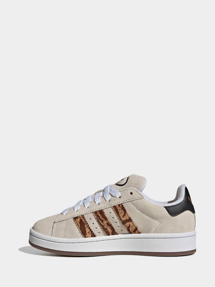 adidas Originals White/Animal Campus 00s Lace Junior Trainers - Image 2 of 9