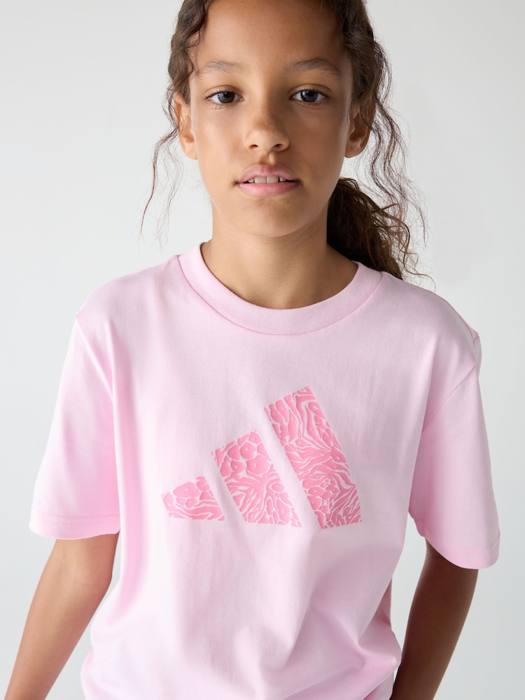 adidas Pink Future Icons Graphic Print Kids T-Shirt - Image 3 of 3
