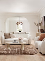 Barker and Stonehouse Cream Faux Pearl Boucle 3 Seater Sofa - Image 1 of 6