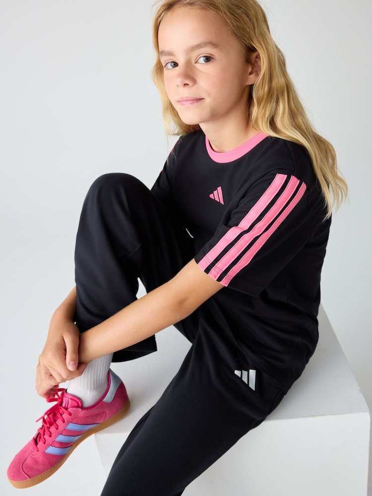 adidas Black/Pink Essentials Kids T-Shirt - Image 4 of 4