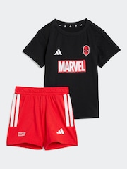 adidas Black Marvel Spider-Man T-Shirt and Shorts Set Infant Kids - Image 1 of 7