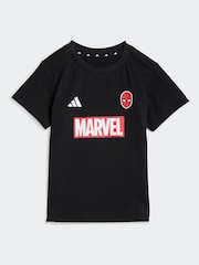 adidas Black Marvel Spider-Man T-Shirt and Shorts Set Infant Kids - Image 2 of 7