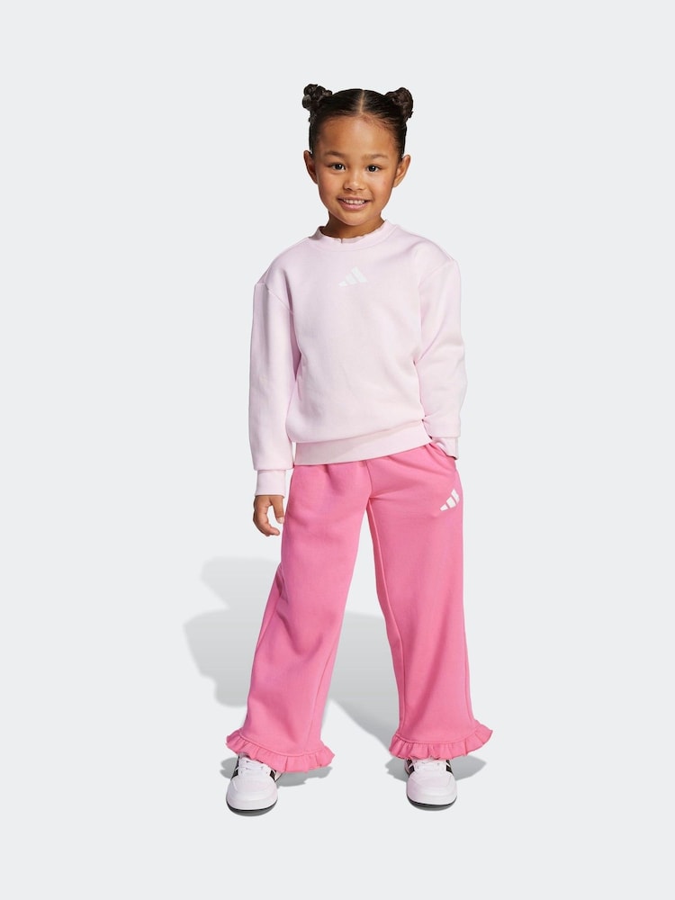 adidas Pink Little Kids Sweatshirt and Frill Joggers Set - Image 1 of 5 adidas Pink Little Kids Sweatshirt and Frill Joggers Set - Image 1 of 5
