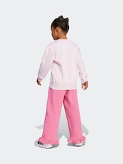 adidas Pink Sweatshirt and Frill Jogger Set Little Kids - Image 2 of 5