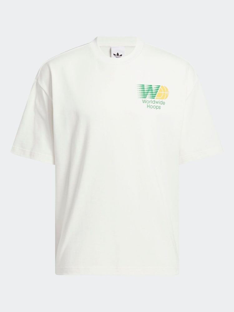 adidas White Worldwide Hoops Spotlight GFX T-Shirt - Image 1 of 1