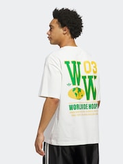 adidas White Worldwide Hoops Spotlight GFX T-Shirt - Image 2 of 9