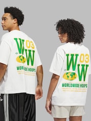 adidas White Worldwide Hoops Spotlight GFX T-Shirt - Image 4 of 9