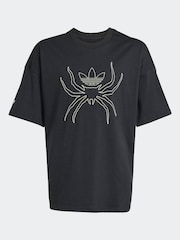 adidas Originals Black Kids Spider Graphic Print T-Shirt - Image 1 of 1