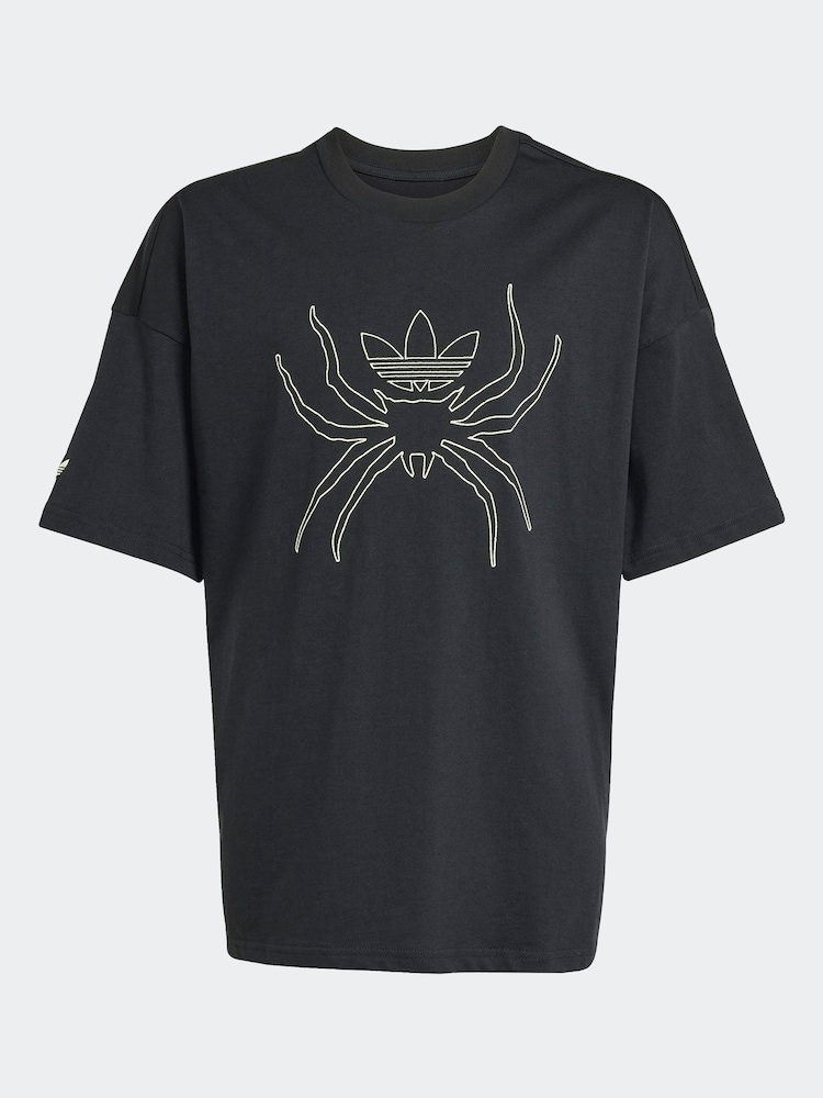 adidas Originals Black Kids Spider Graphic Print T-Shirt - Image 1 of 1