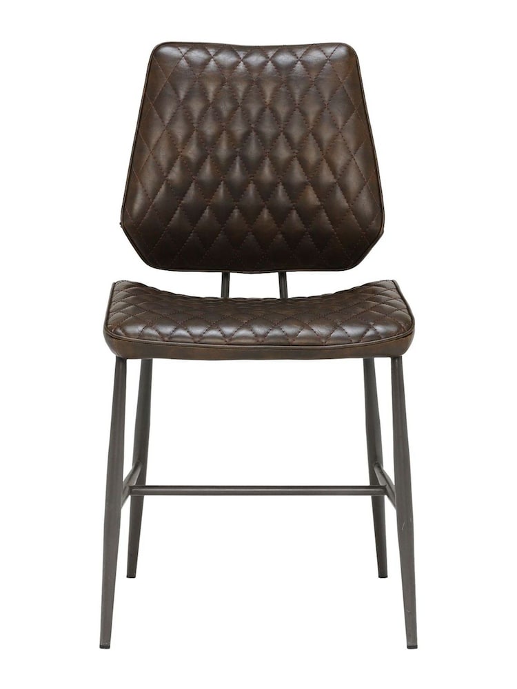 Barker and Stonehouse Brown Hawley Faux Leather Quilted Dining Chair - Image 2 of 6