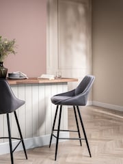 Barker and Stonehouse Cream Southbury Fabric Bar Stool With Metal Legs - Image 1 of 6