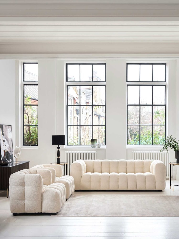 Barker and Stonehouse Ivory Lenor Boucle 3 Seater Sofa - Image 1 of 6