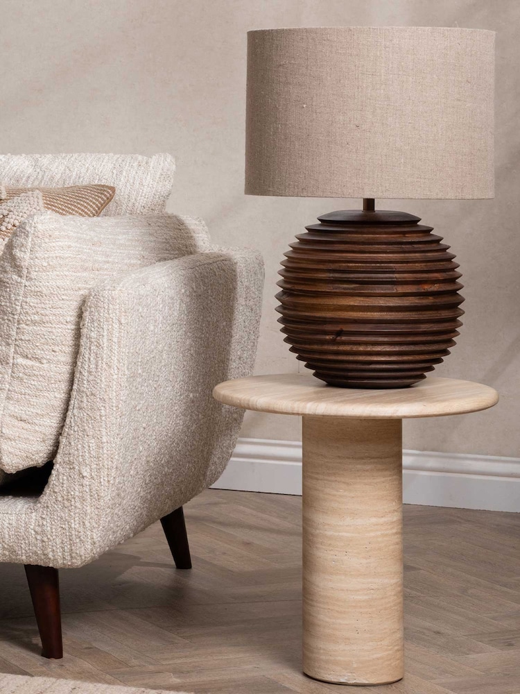 Barker and Stonehouse Ivory Piedra Stone Travertine Effect Side Table - Image 1 of 6 Barker and Stonehouse Ivory Piedra Stone Travertine Effect Side Table - Image 1 of 6