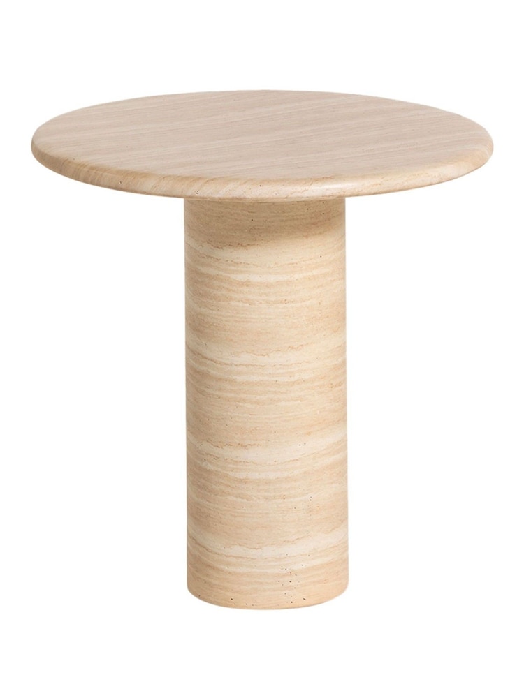 Barker and Stonehouse Ivory Piedra Stone Travertine Effect Side Table - Image 2 of 6