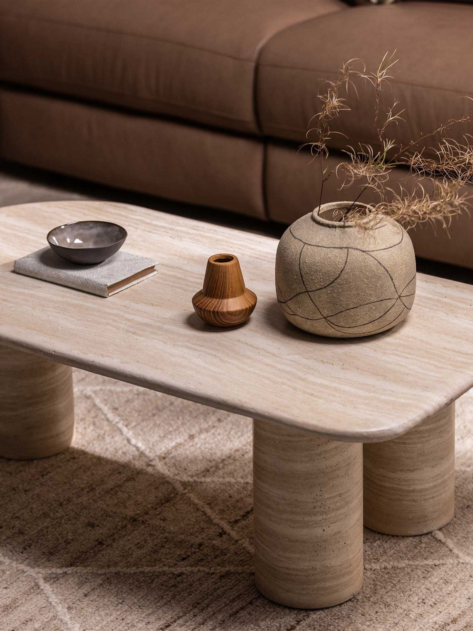 Stone and wood coffee table discount