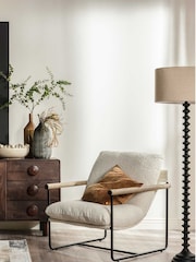 Barker and Stonehouse Grey Whittaker Boucle Accent Chair with Wooden Arms - Image 1 of 6