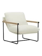 Barker and Stonehouse Grey Whittaker Boucle Accent Chair with Wooden Arms - Image 2 of 6