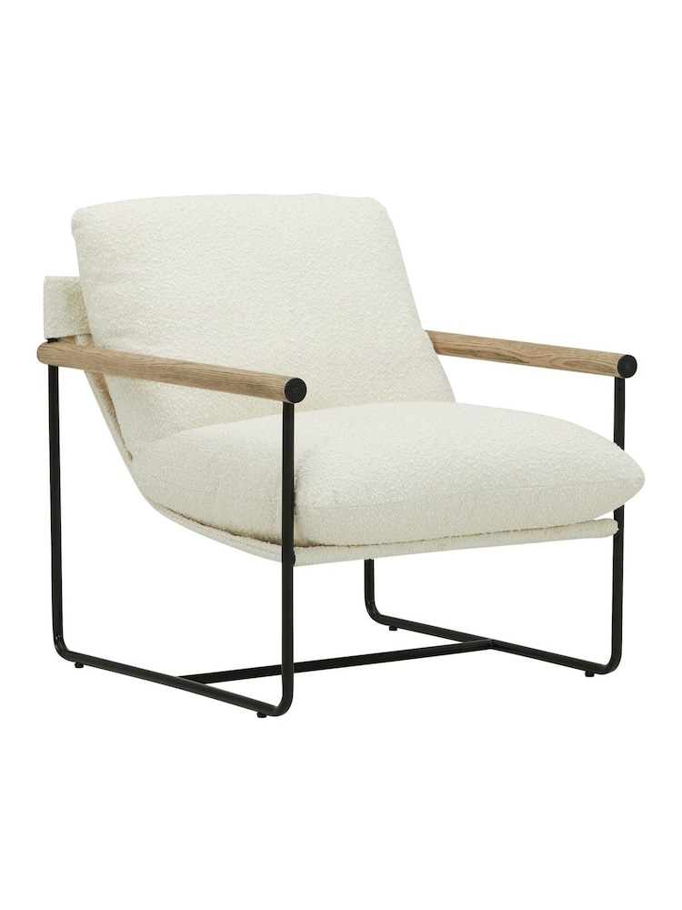 Barker and Stonehouse Grey Whittaker Boucle Accent Chair with Wooden Arms - Image 2 of 6