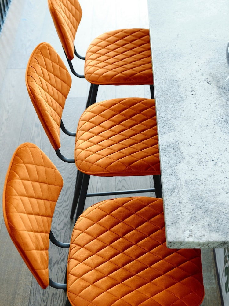 Barker and Stonehouse Orange Velvet Archer Counter Stool - Image 1 of 6