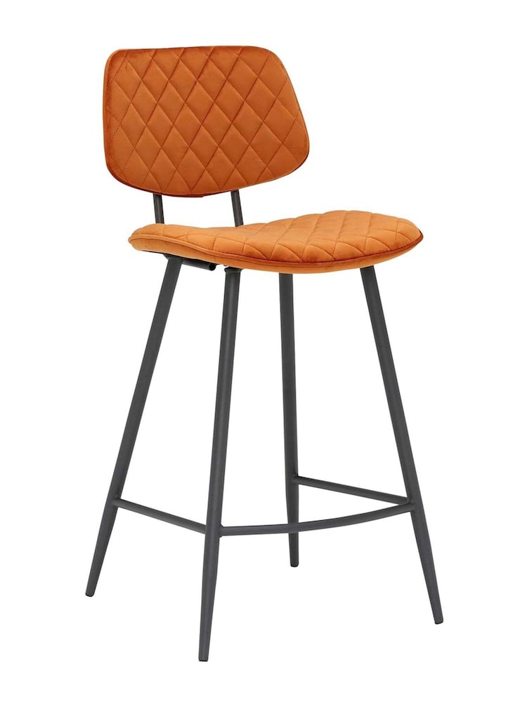 Barker and Stonehouse Orange Velvet Archer Counter Stool - Image 2 of 6