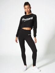Pineapple Black Petite Womens Wide Waistband Leggings - Image 2 of 5