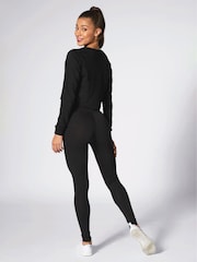 Pineapple Black Petite Womens Wide Waistband Leggings - Image 4 of 5