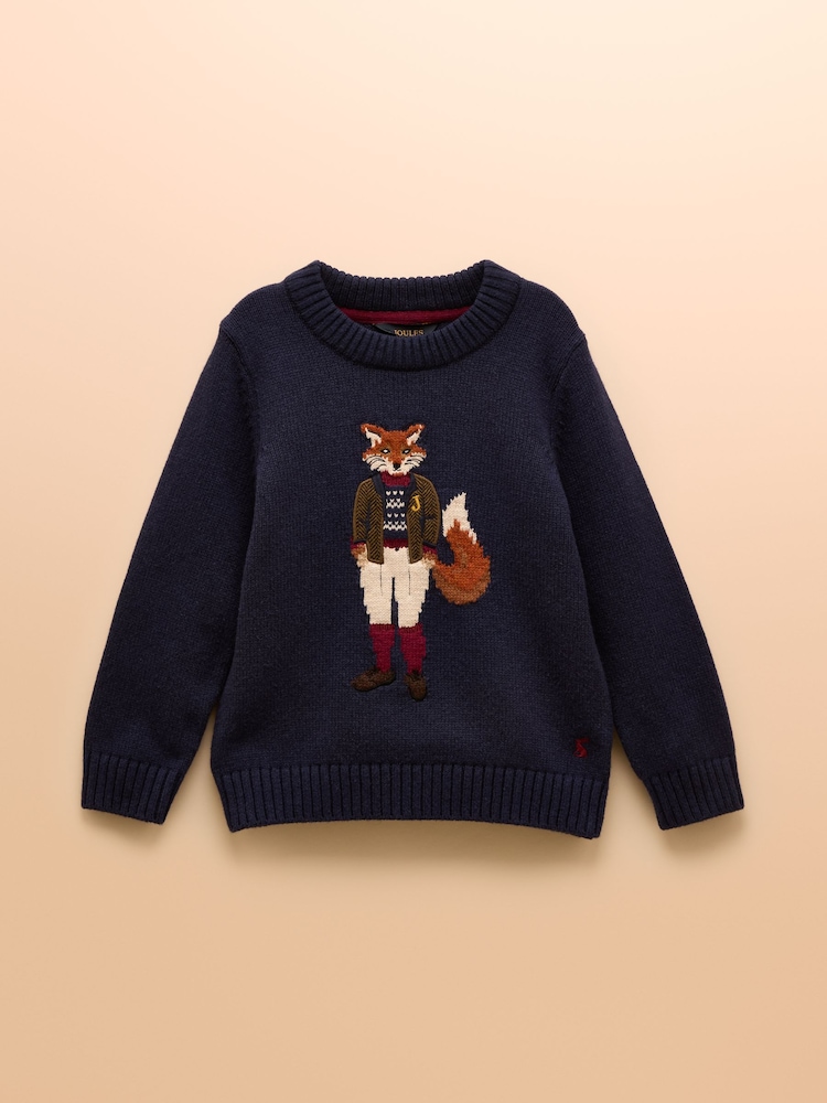 Joules Jonty Blue Intarsia Knitted Jumper - Image 1 of 4
