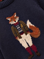 Joules Jonty Blue Intarsia Knitted Jumper - Image 3 of 4