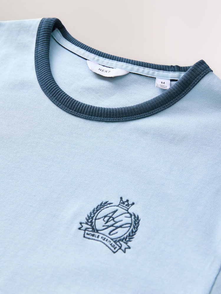 Niebieski - EDIT Ringer Style 100% Cotton T-Shirt - Image 6 of 7