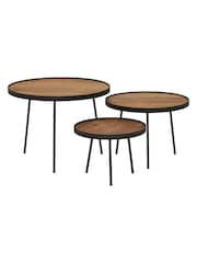 Barker and Stonehouse Set of 3 Brown Fika Round Coffee Tables - Image 1 of 6
