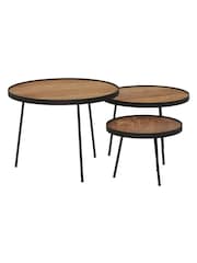 Barker and Stonehouse Set of 3 Brown Fika Round Coffee Tables - Image 2 of 6