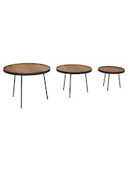 Barker and Stonehouse Set of 3 Brown Fika Round Coffee Tables - Image 4 of 6