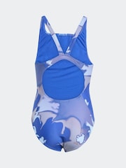 adidas Blue Tie Dye V-Back Kids Swimsuit - Image 2 of 5