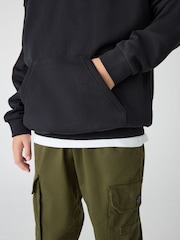 adidas Originals Black Loose Fleece Kids Hoodie - Image 4 of 11