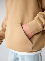 adidas Originals Brown Loose Fleece Kids Hoodie - Image 10 of 13